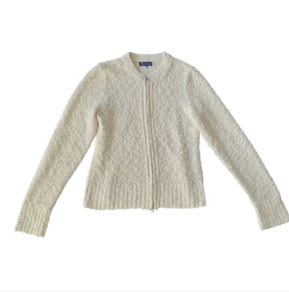 Vintage WindRiver | Cream Textured Zip-Up Cardigan Size Small